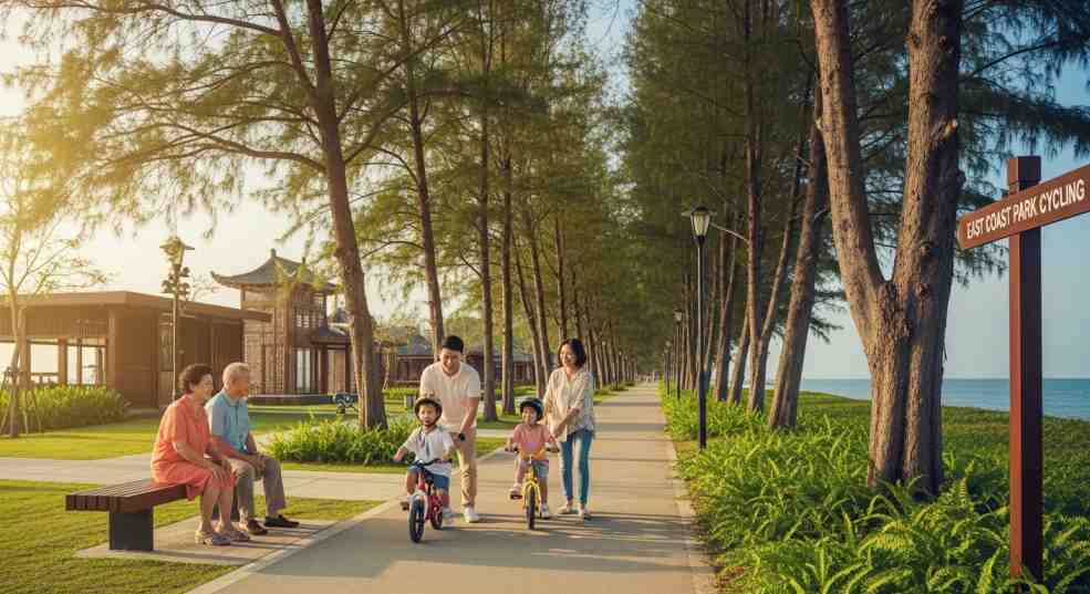 Cyclist Park At East Coast Park